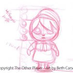 Red Riding Hood Sketch and Size Breakdown - The Other Player Art by Beth Carson