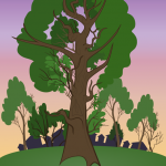 Tree and Town Scenery Concept - Copyright The Other Player - Art by Beth Carson