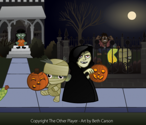 Spooky Halloween Scene Mockup Game Art -The Other Player Art by Beth Carson