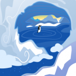 Ice Cave Penguin Background Art for a Game - The Other Player Art by Beth Carson