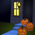 Pumpkins on Doorstep Layout Art for Games - The Other Player Art by Beth Carson