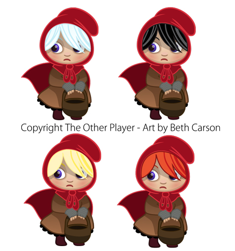 Red Riding Hood Hair Colour Tests - The Other Player Art by Beth Carson