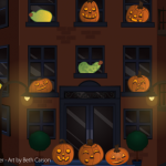 Pumpkin city scene – copyright The Other Player, Art by Beth Carson
