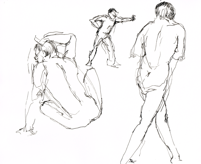 Life Drawing Ink Men Poses | Beth Carson